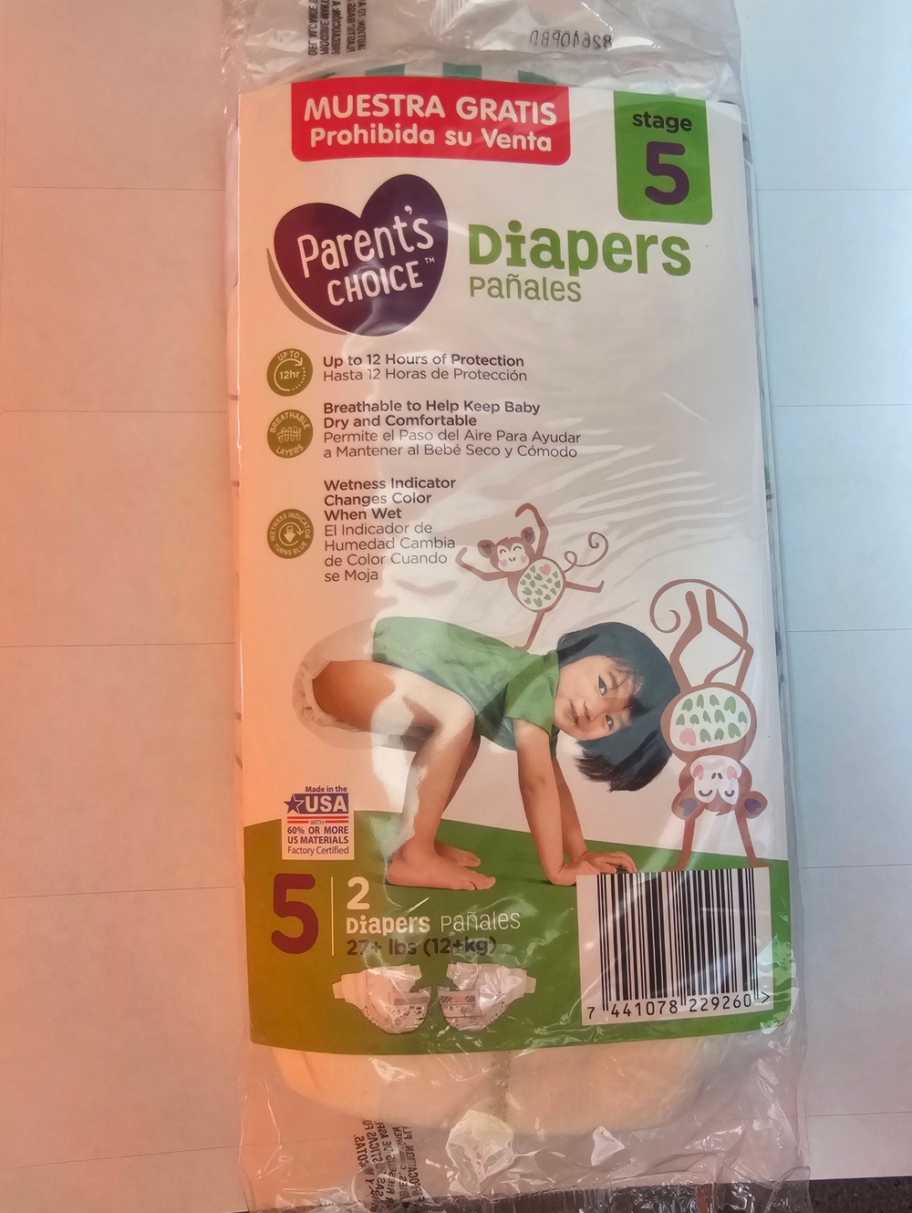 Parent's Choice Diapers with Purple and White Design 80 Diapers Stage 5